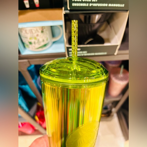 Starbucks Kaleidoscope Dome Cup Yellow Lime Iridescent Tumbler Cup 24oz New 2023 - Picture 12 of 14